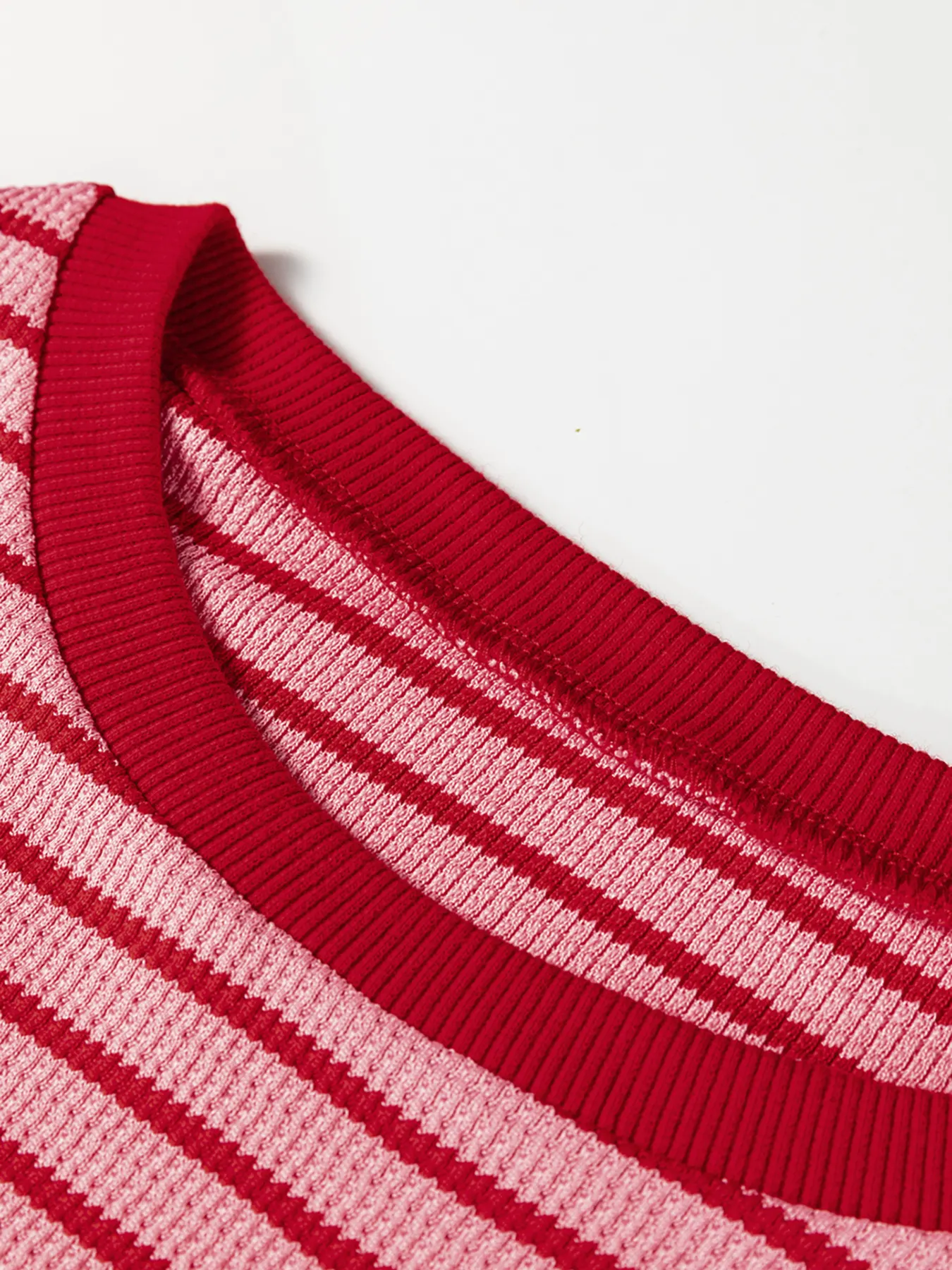 Stripe Textured Round Neck Drop Shoulder Long Sleeve T Shirt 8