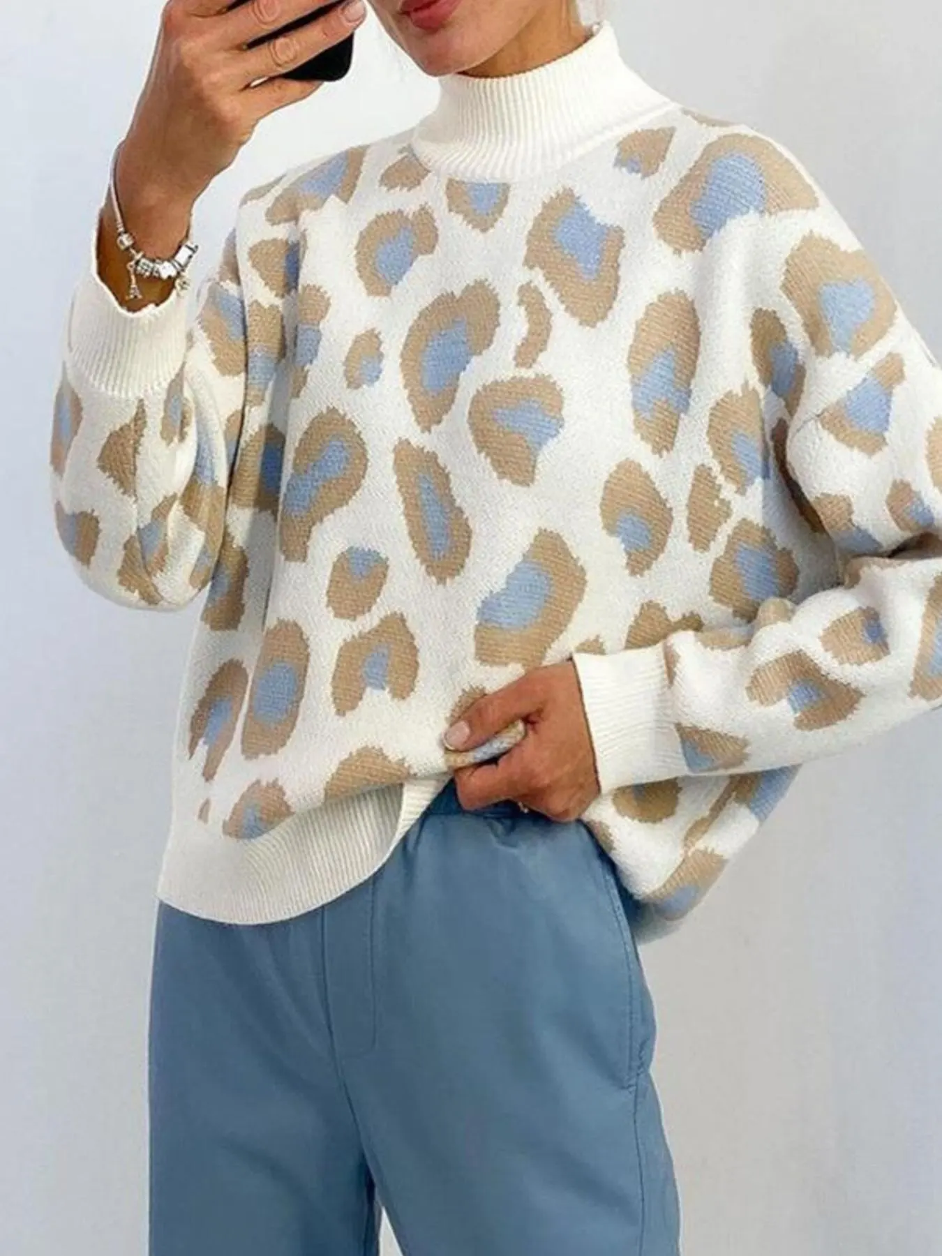 Leopard High Neck Sweater 2