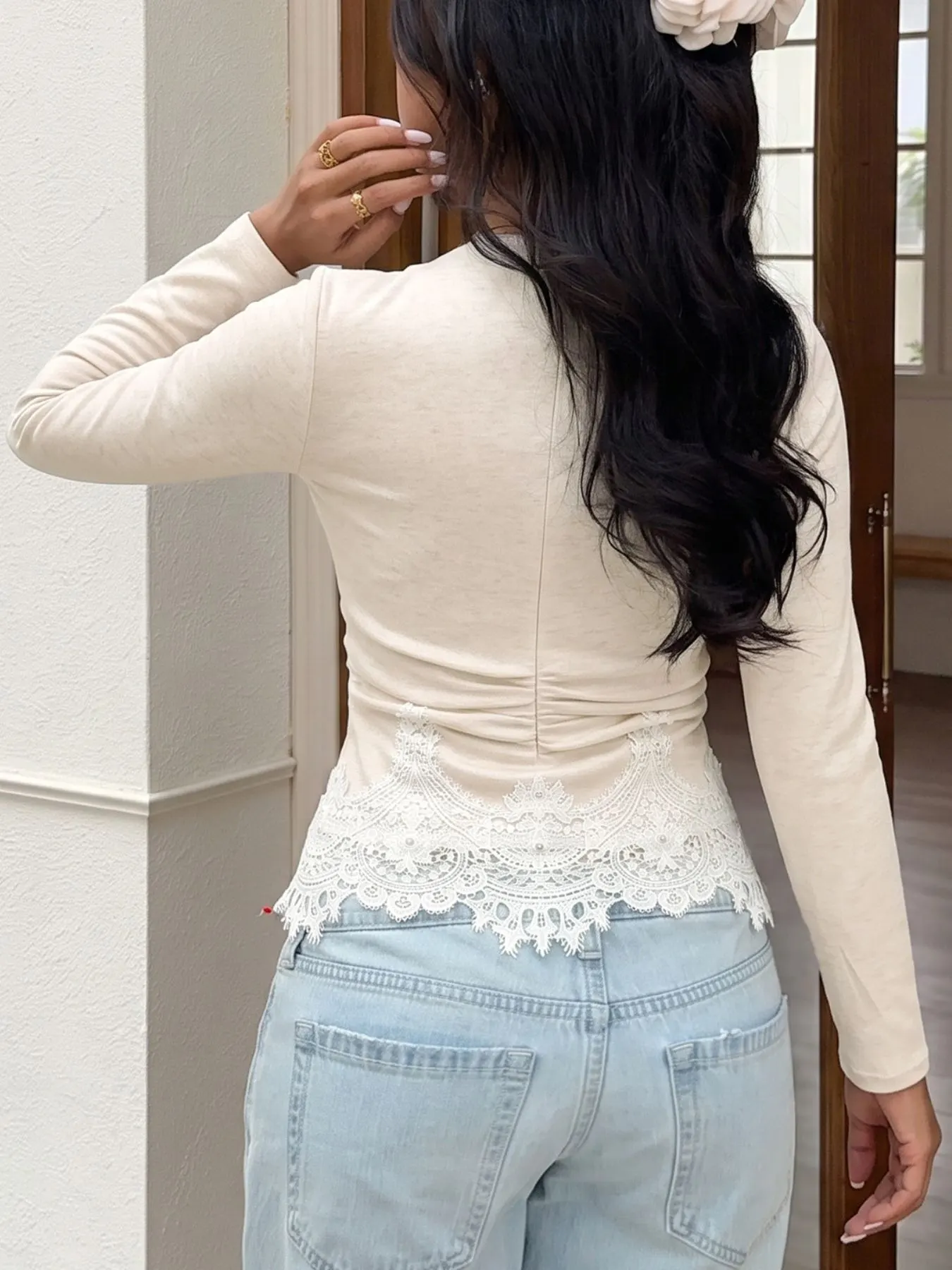 Lace Trim Long Sleeve T-Shirt 5