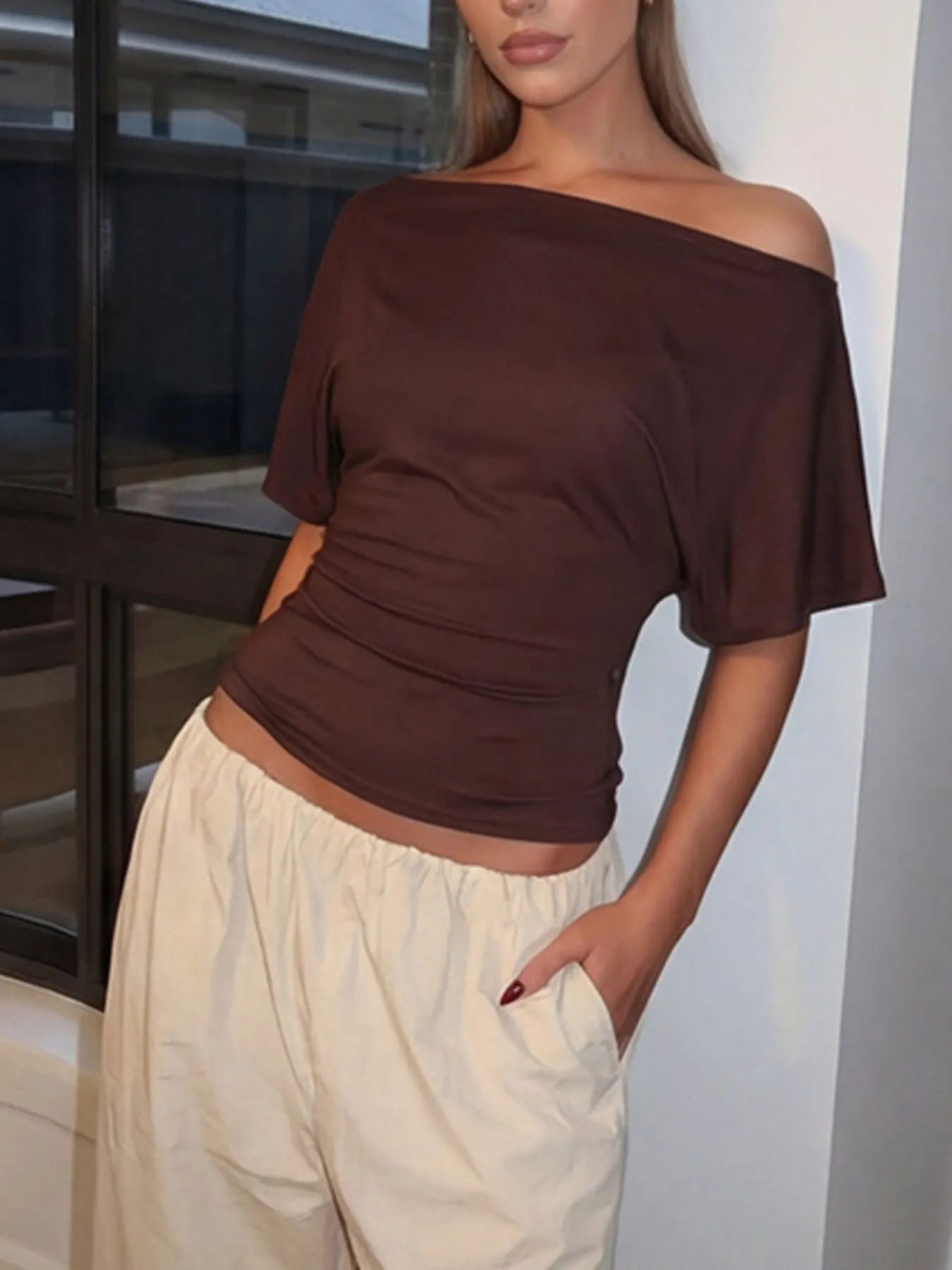 Boat Neck Short Sleeve T-Shirt 20