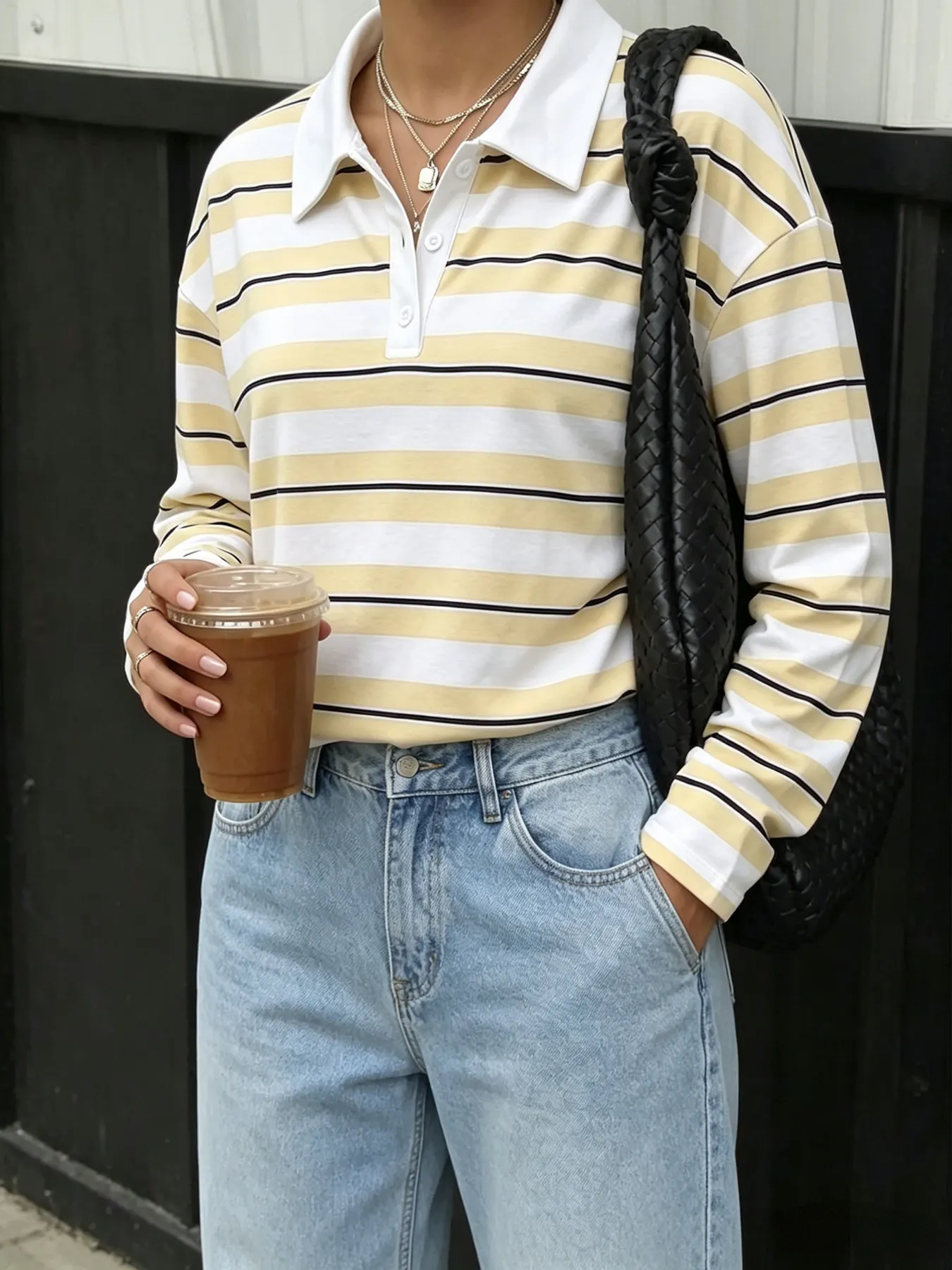 Striped Long Sleeve Polo Top 4