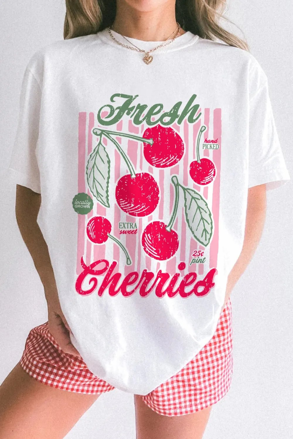 Fresh Cherries Graphic Oversized T-Shirt