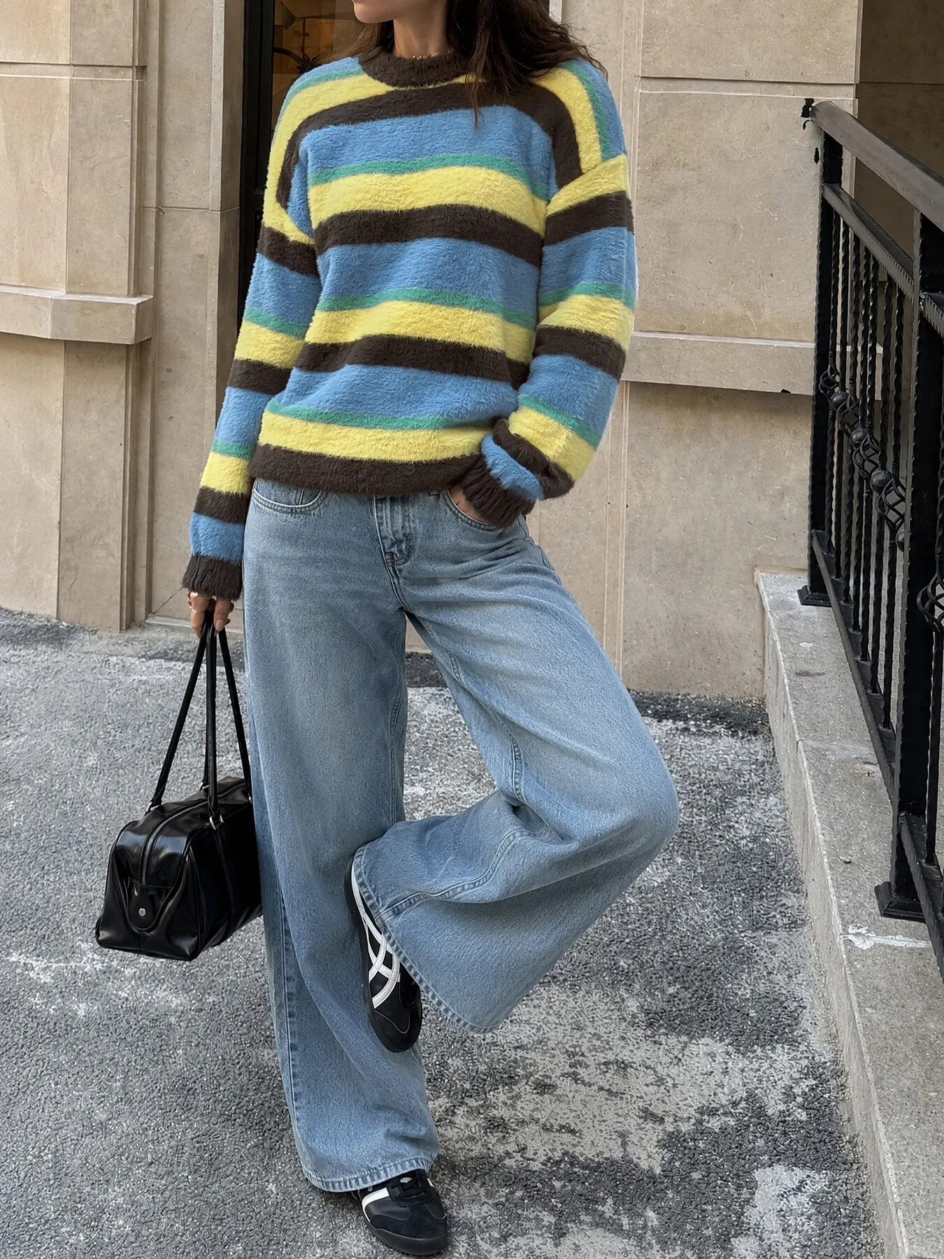 Striped Dropped Shoulder Sweater 5