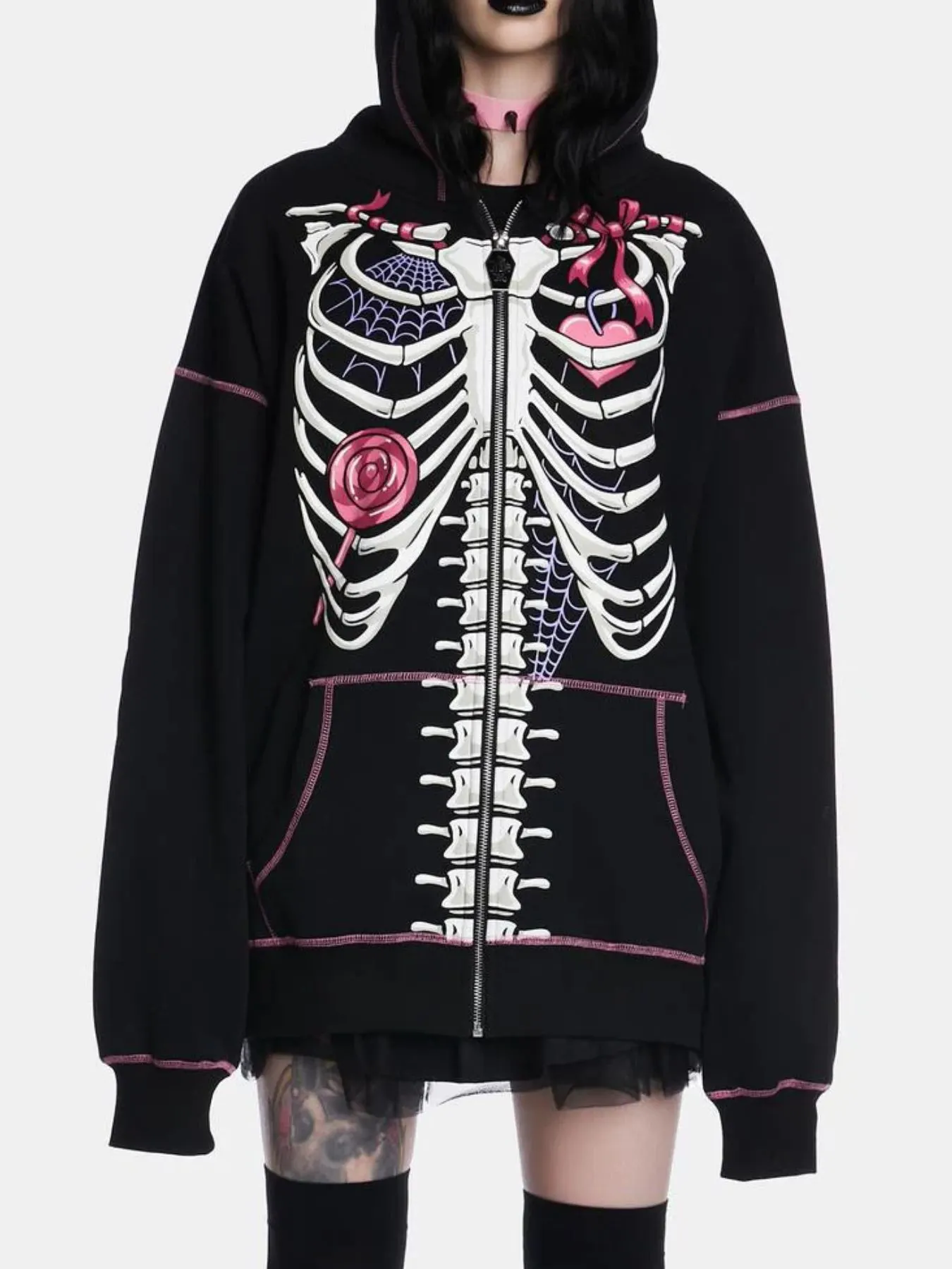 Halloween Zip-Up Drawstring Hoodie