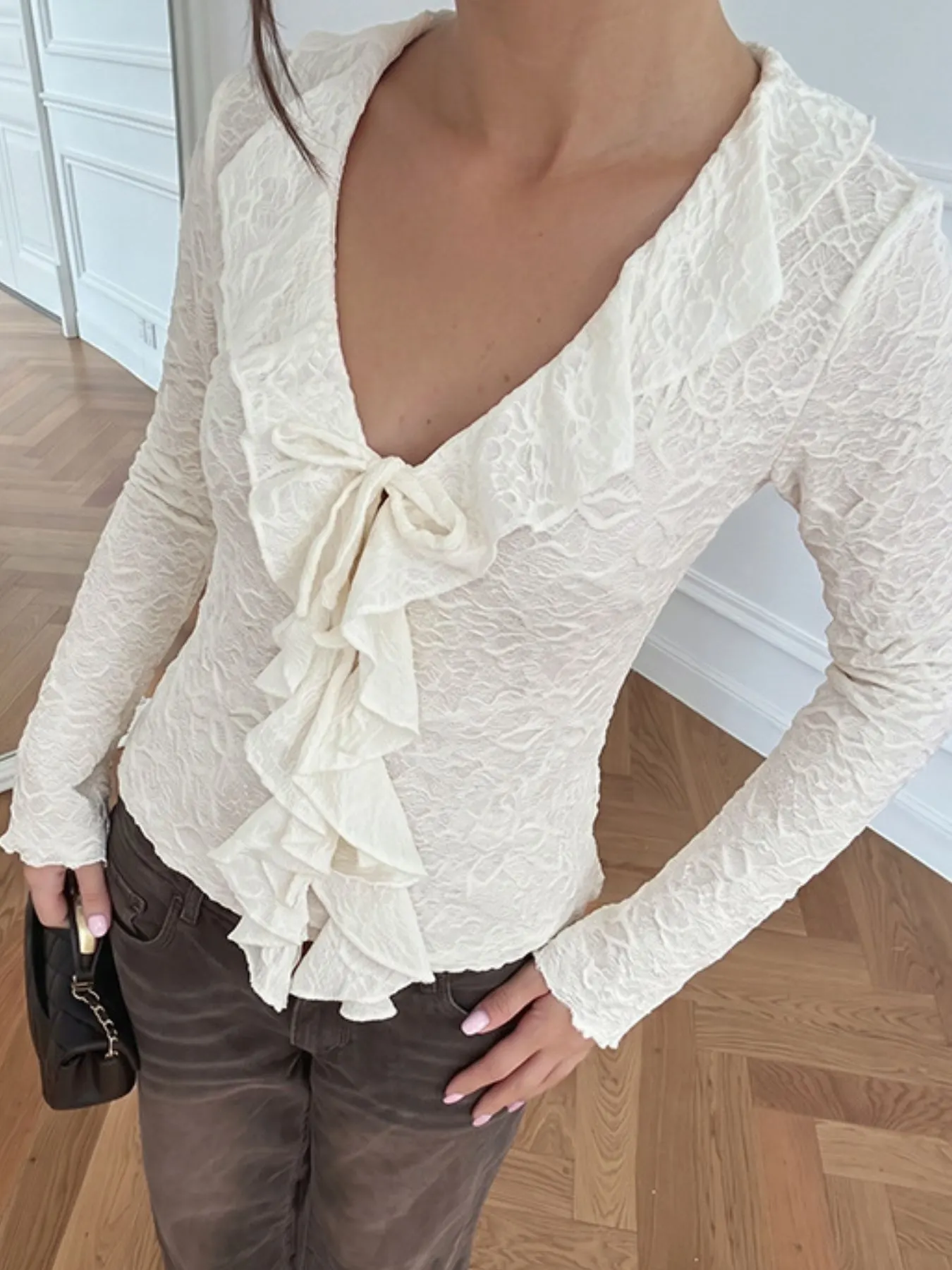 Ruffled Long-Sleeve T-Shirt 2
