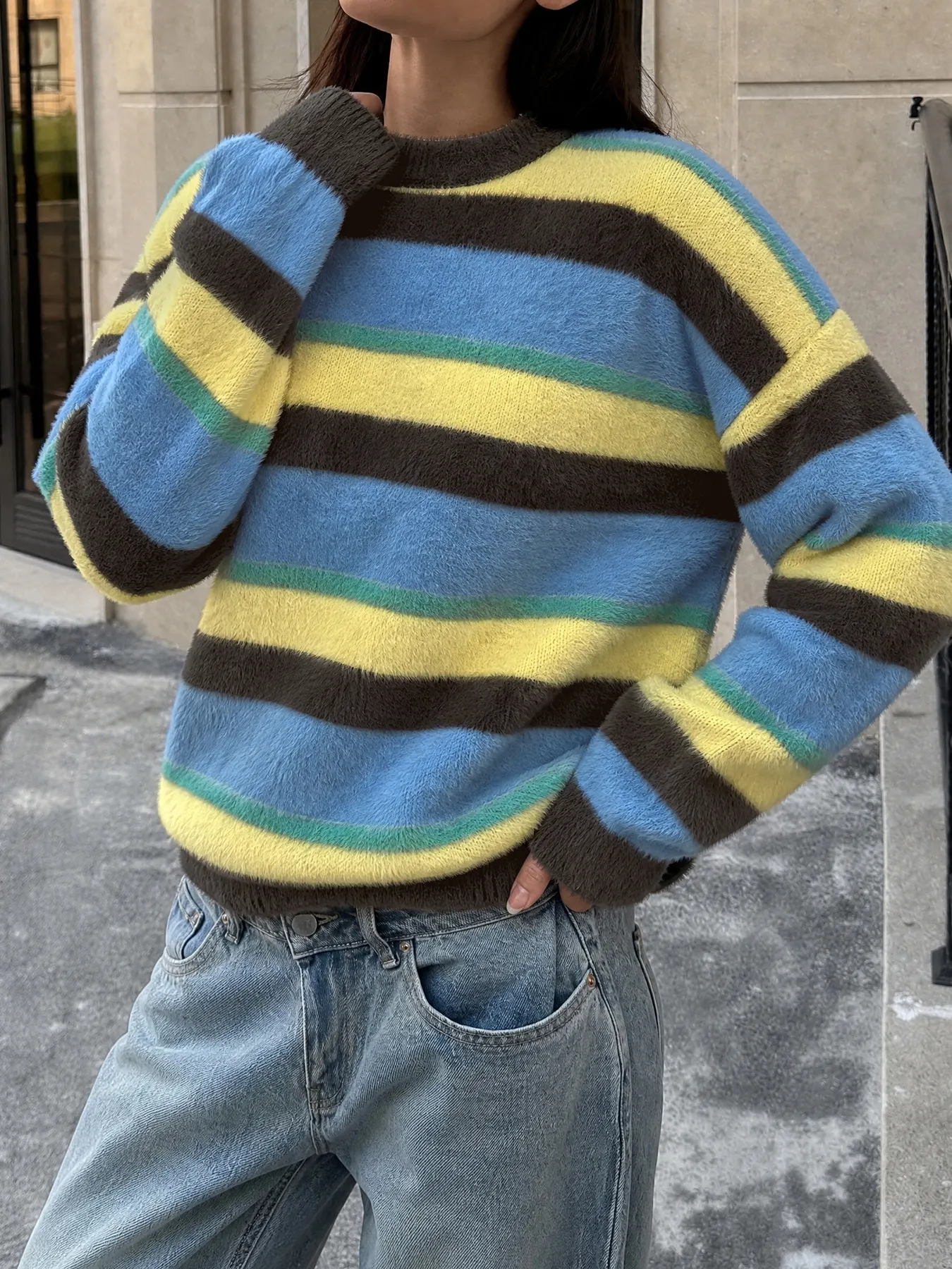 Striped Dropped Shoulder Sweater 2