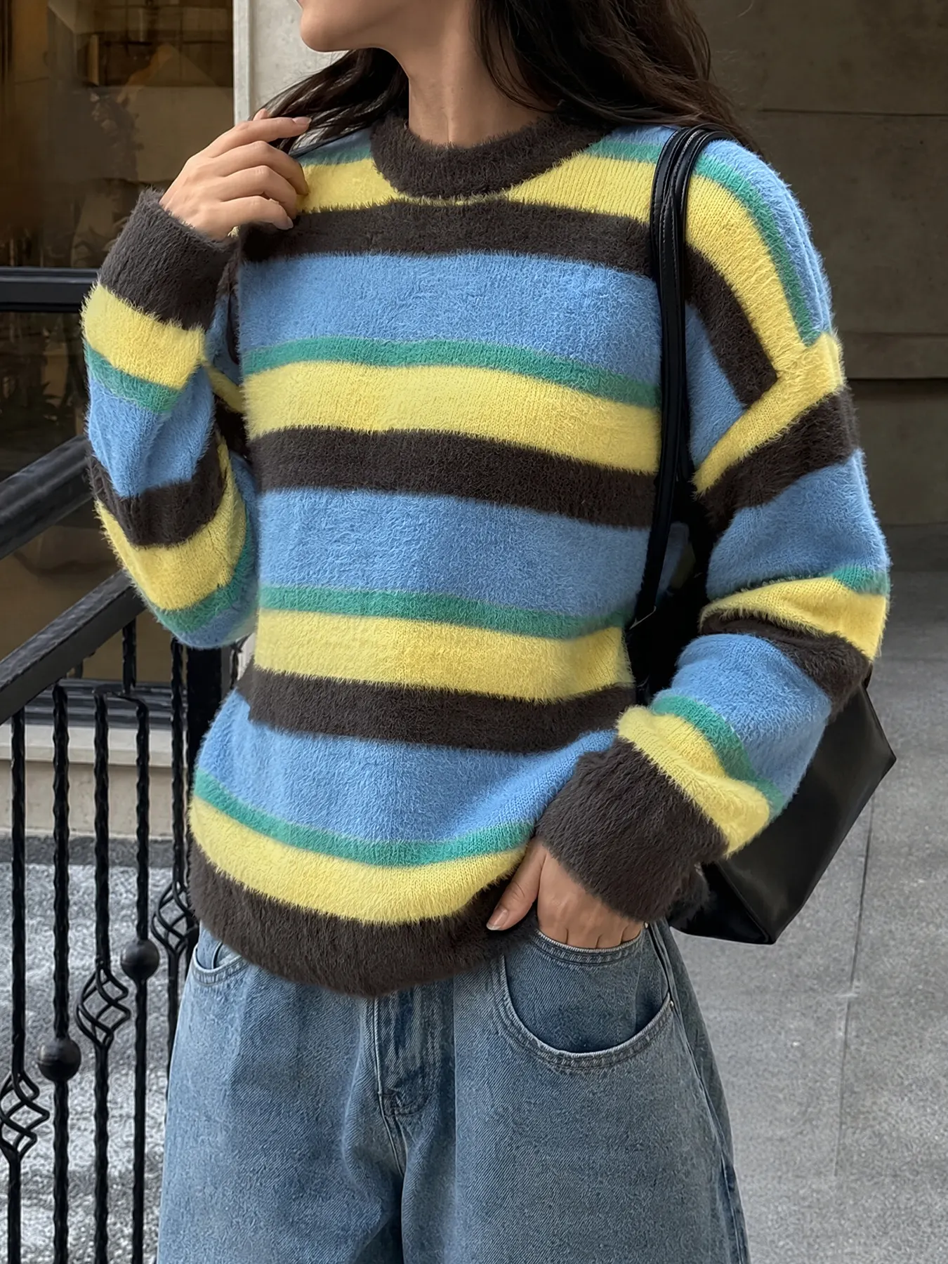 Striped Dropped Shoulder Sweater